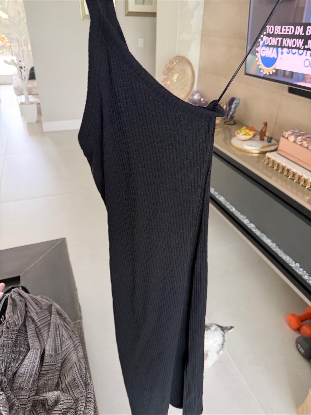 Old Navy Black Ribbed One-Shoulder Maxi Dress